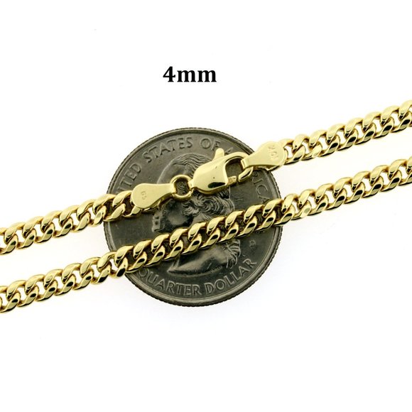 Real 10K Yellow Gold 4mm Miami Cuban Link Chain Necklace 20" inch - Picture 2 of 7